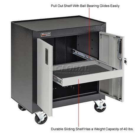 homak 2 door mobile cabinet with gliding shelf steel gs04002270|Homak Garage Series Mobile Cabinets GS04002270.